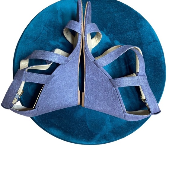 Ann Taylor Slate Blue Linen Wedges - Picture 3 of 7
